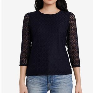 Riley & Rae Emory Lace Top Preppy Navy Large